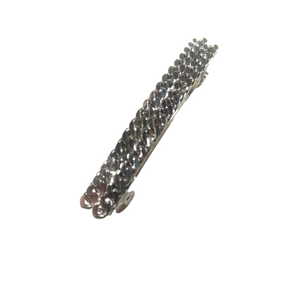 Hair Barrette Tension Clip Chain Link Silver Tone 3" Long - Picture 2 of 7